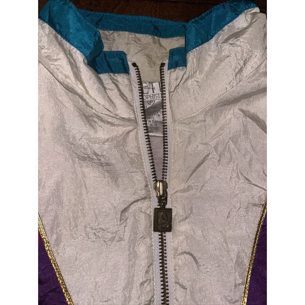 Vtg 80s Petite Sophisticate Nylon‎ Jacket Colorful Windbreaker Size Medium - Picture 4 of 8